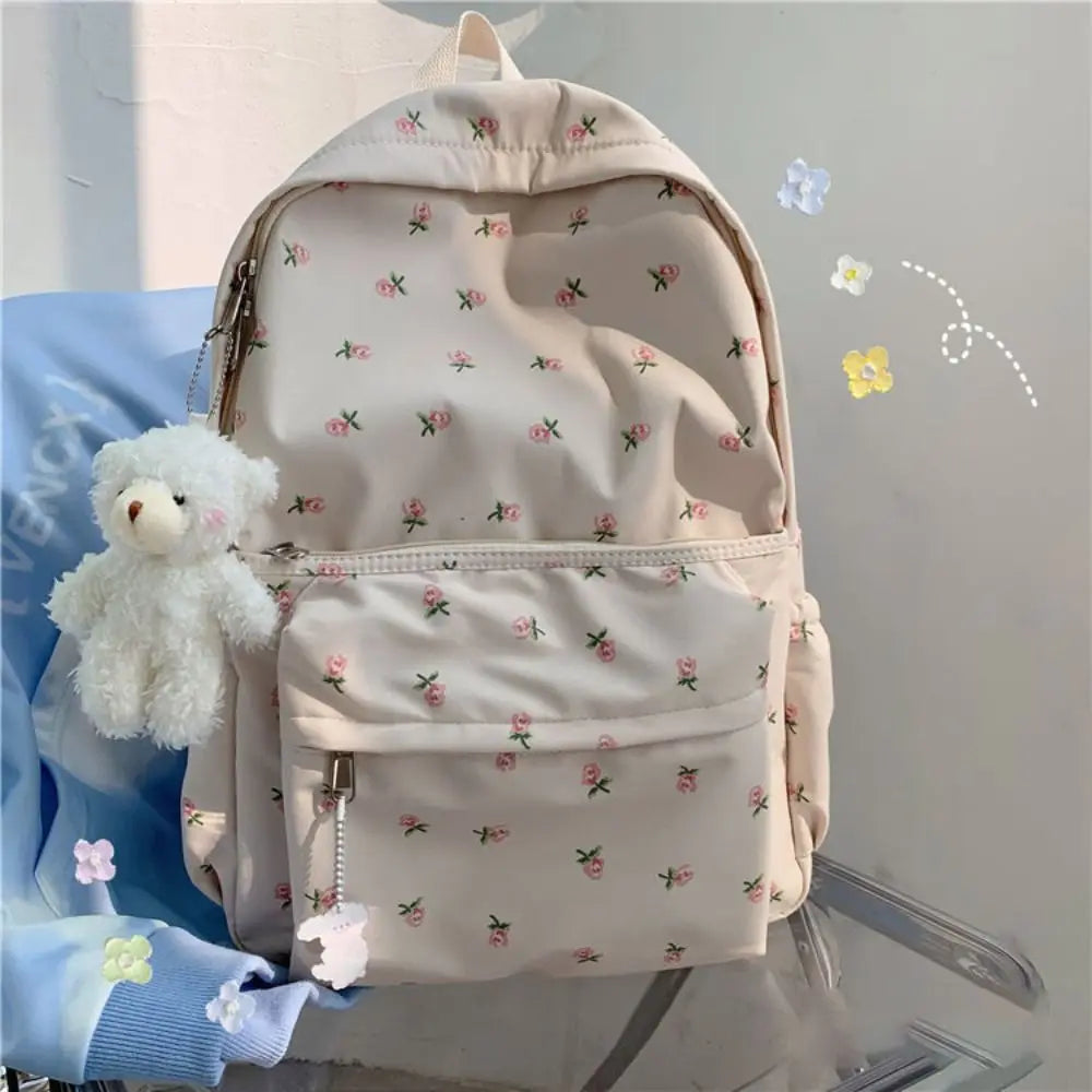 Floral Canvas Backpack – Large Capacity School & Travel Bag Canvas Backpack HIP