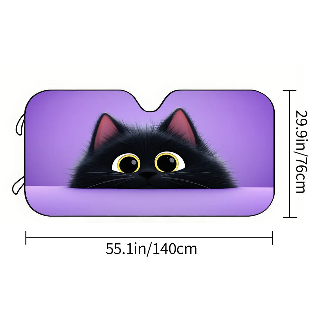 Black Cat Peeking Car Sunshade – UV Protection & Cooling Car Sunshade HIP