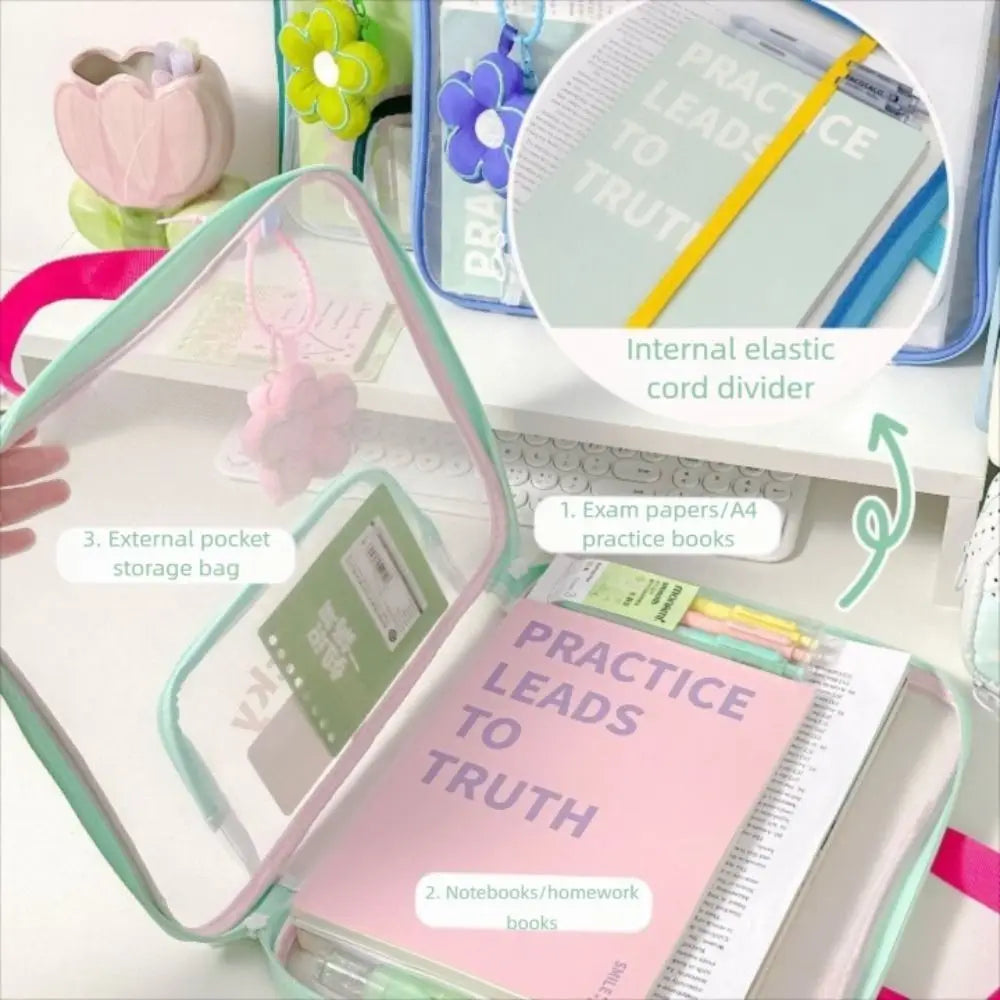 Portable Mesh A4 File Bag – Transparent Document Organizer File Organizer Bag HIP