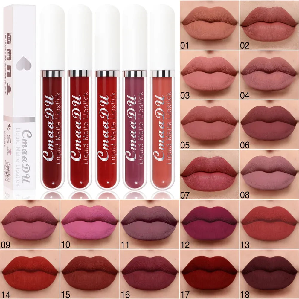 CmaaDu 18-Color Matte Velvet Liquid Lipstick – Waterproof Matte Liquid Lipstick HIP