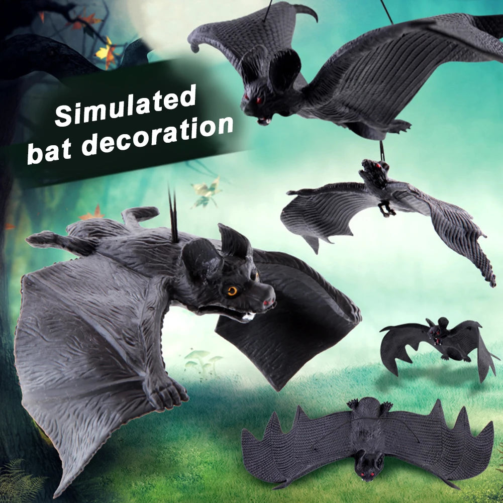 Halloween Hanging Bat Ornaments - Realistic Simulation Holiday Party Decor Haunted House Hanging Props for Spooky Atmosphere HIP