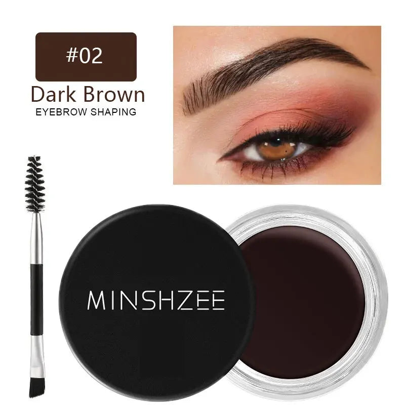 Quick Drying Eyebrow Pomade, Waterproof And Sweatproof With BrushEyebrow Dye Cream Brown, Light Brown Brow Drawing Non-BreakingL HIP Color-02DarkBrown