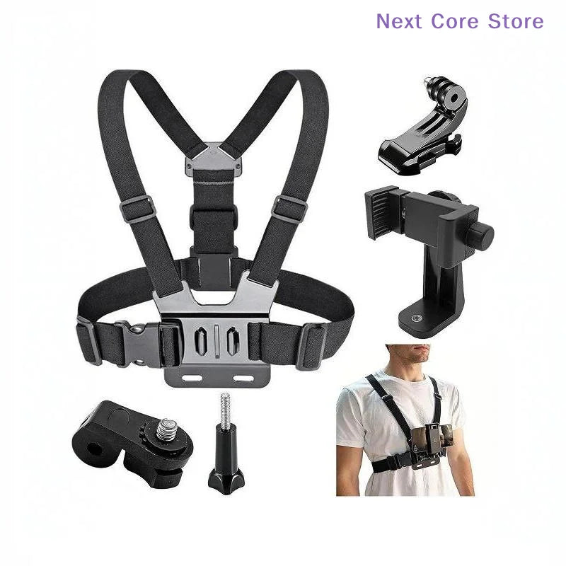 Chest Strap Mount Harness for Phone & Action Camera | 360° Camera Chest Harness HIP