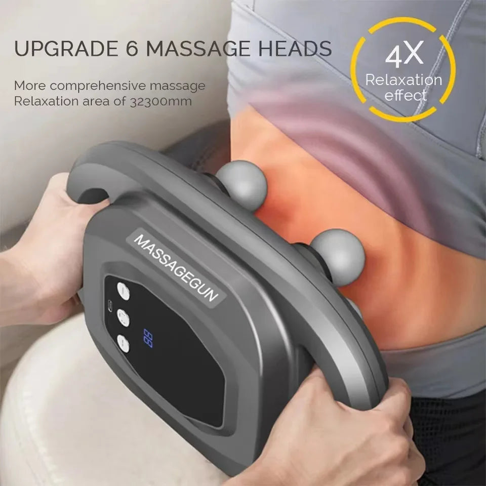 PAQIN 6-Head Percussion Massage Gun – 9 Modes, 20mm Depth Percussion Massage Gun HIP