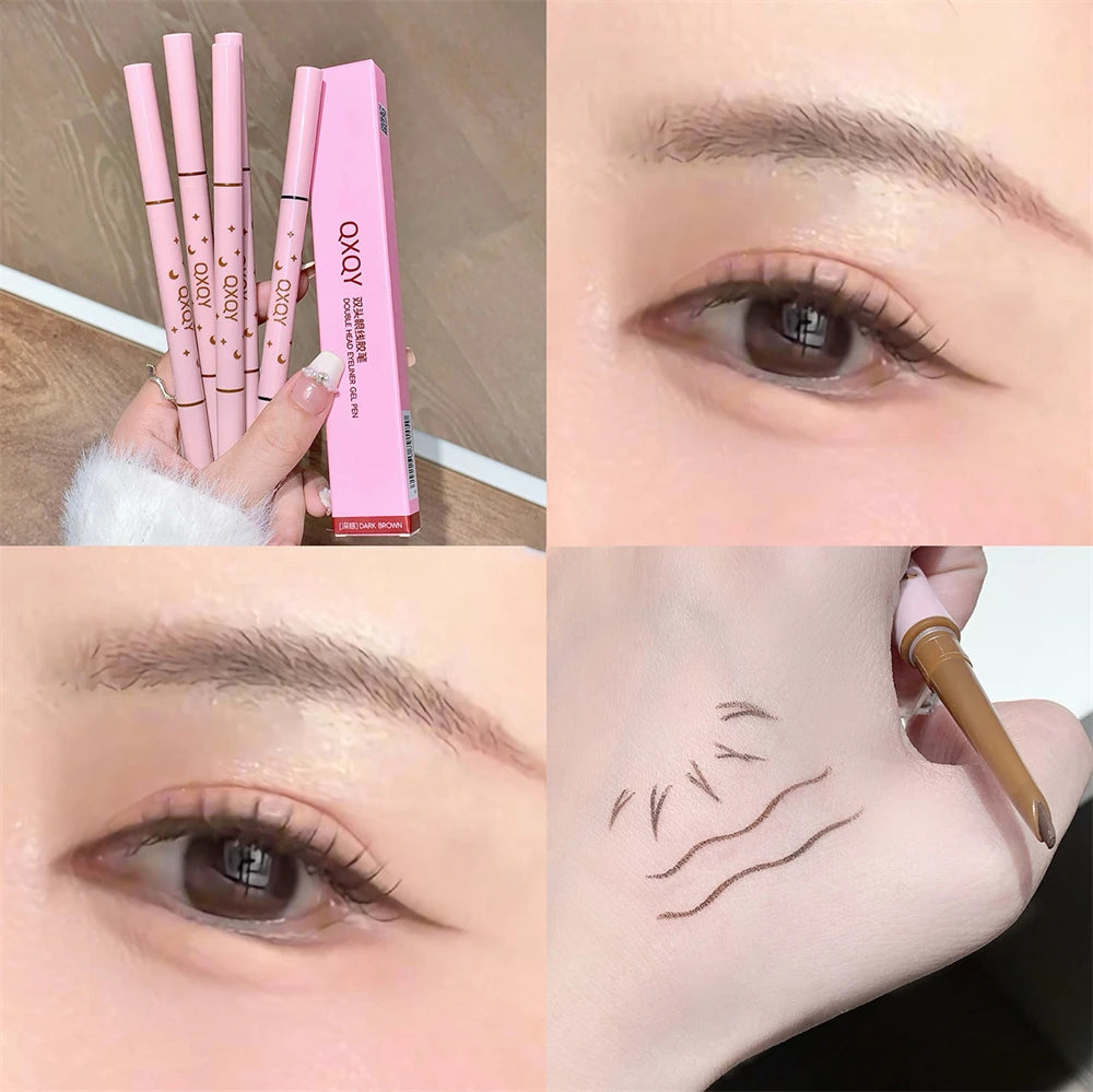Punk Red Eyebrow & Eyeliner Gel 2 In 1 With Angled Brush Smudge-Proof Waterproof Creamy Smooth for Brows & Under Eye Makeup HIP Light Brown B