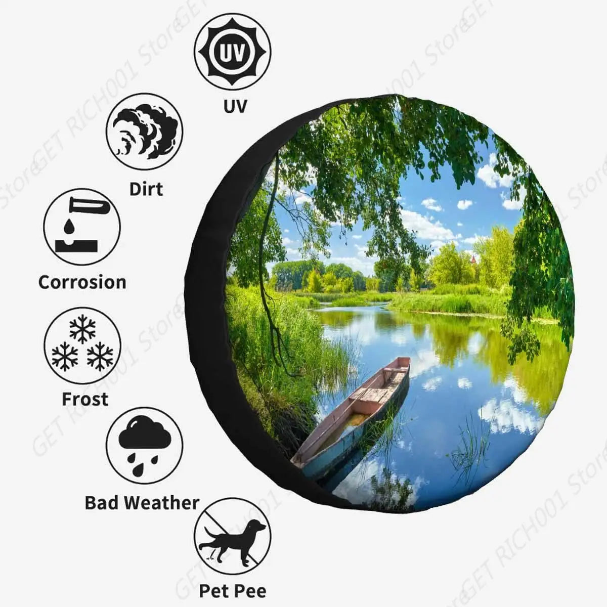 Weatherproof Spare Tire Cover 15" – Universal SUV Truck Camper Spare Tire Cover HIP