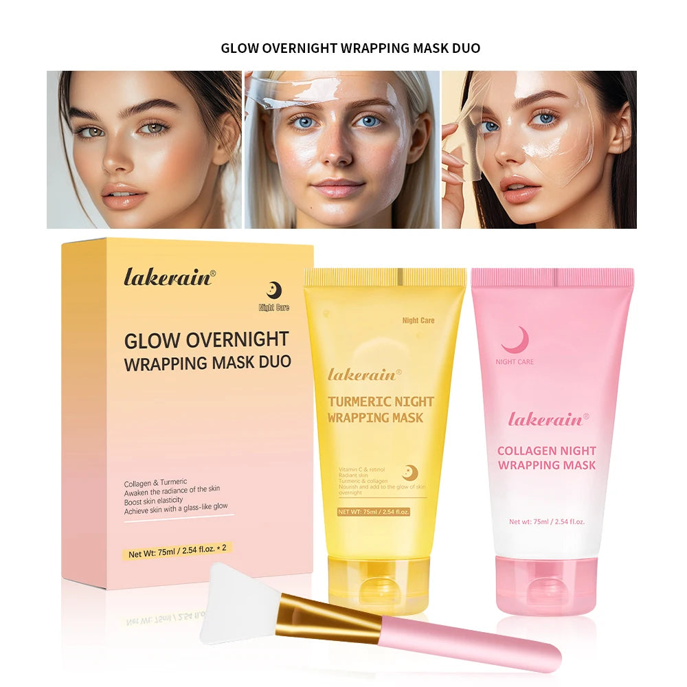Deep Collagen Mask Korean Peel Off Mask Face Anti Wrinkle Lifting Skin Care Masks Bio Pack Night Wrapping Woman Skin Care HIP 2pcs vs brush 1