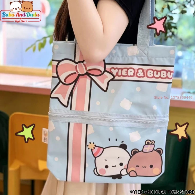 Panda Bubu & Dudu Canvas Tote Bag – Anime Shoulder Bag Anime Canvas Tote Bag HIP