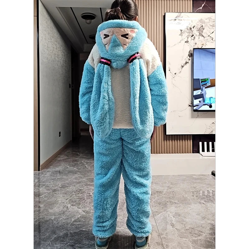 Hatsune Miku Coral Fleece Nightgown & Pants Set – Unisex Anime Sleepwear Set HIP
