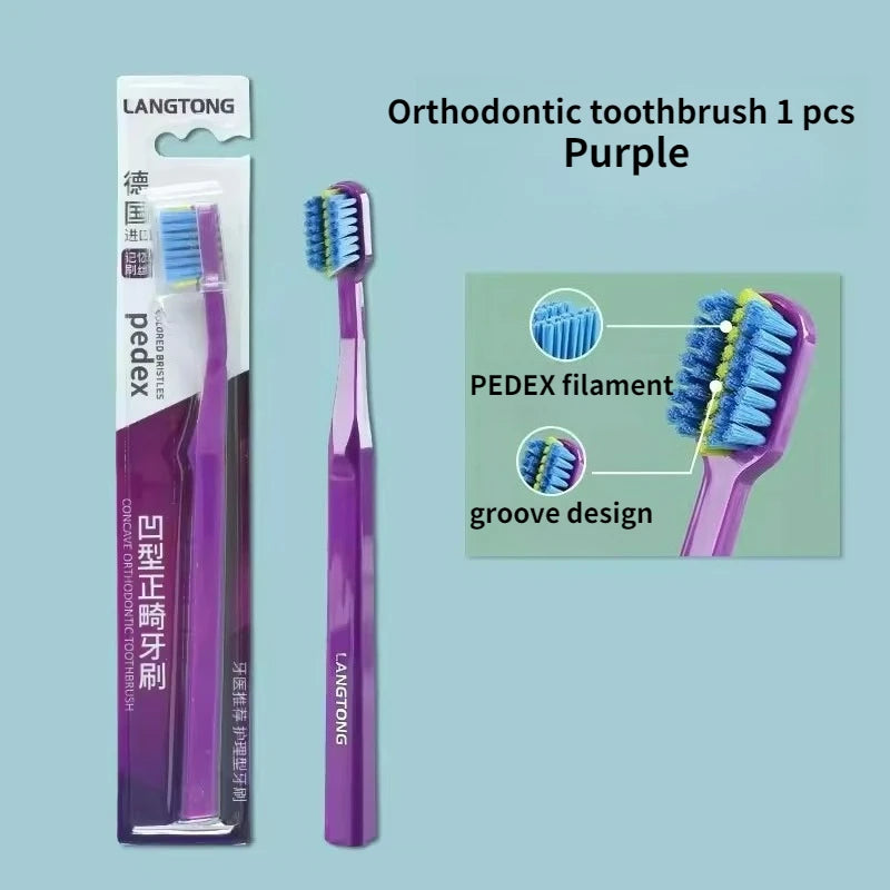 RUZOFO Orthodontic Toothbrush – Soft Bristle for Braces Orthodontic Toothbrush HIP C691-Purple 1pcs