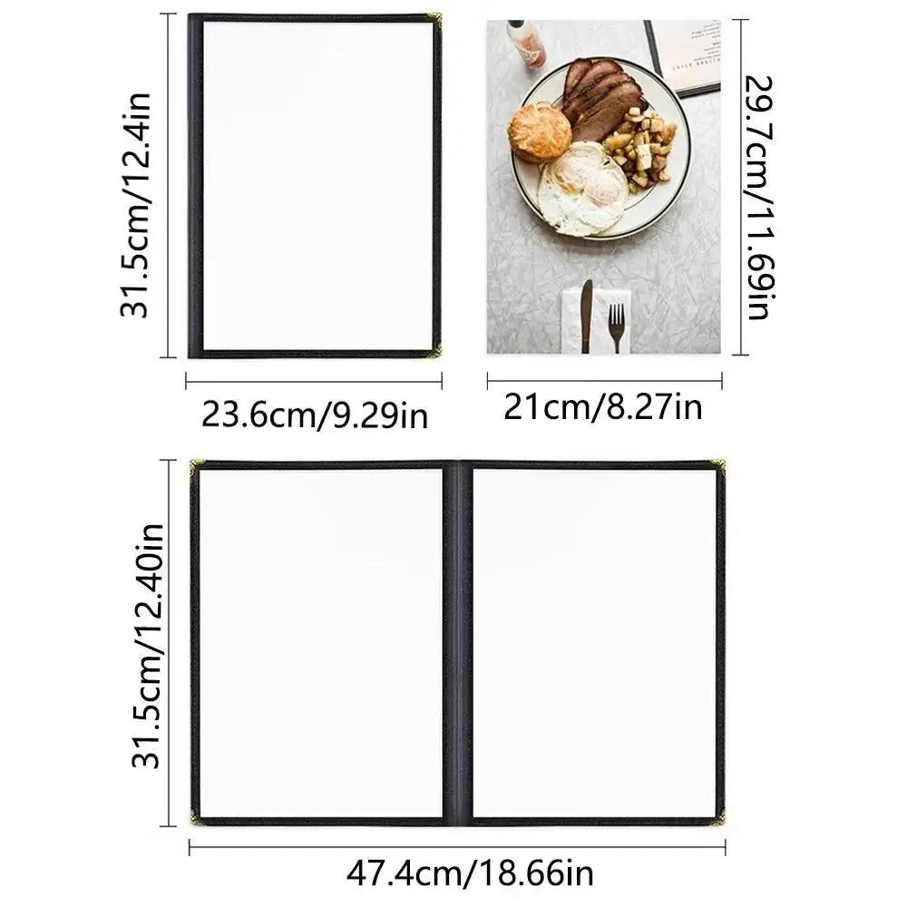 A4 Transparent PVC Menu Cover – Foldable Double Panel Holder Menu Cover Holder HIP