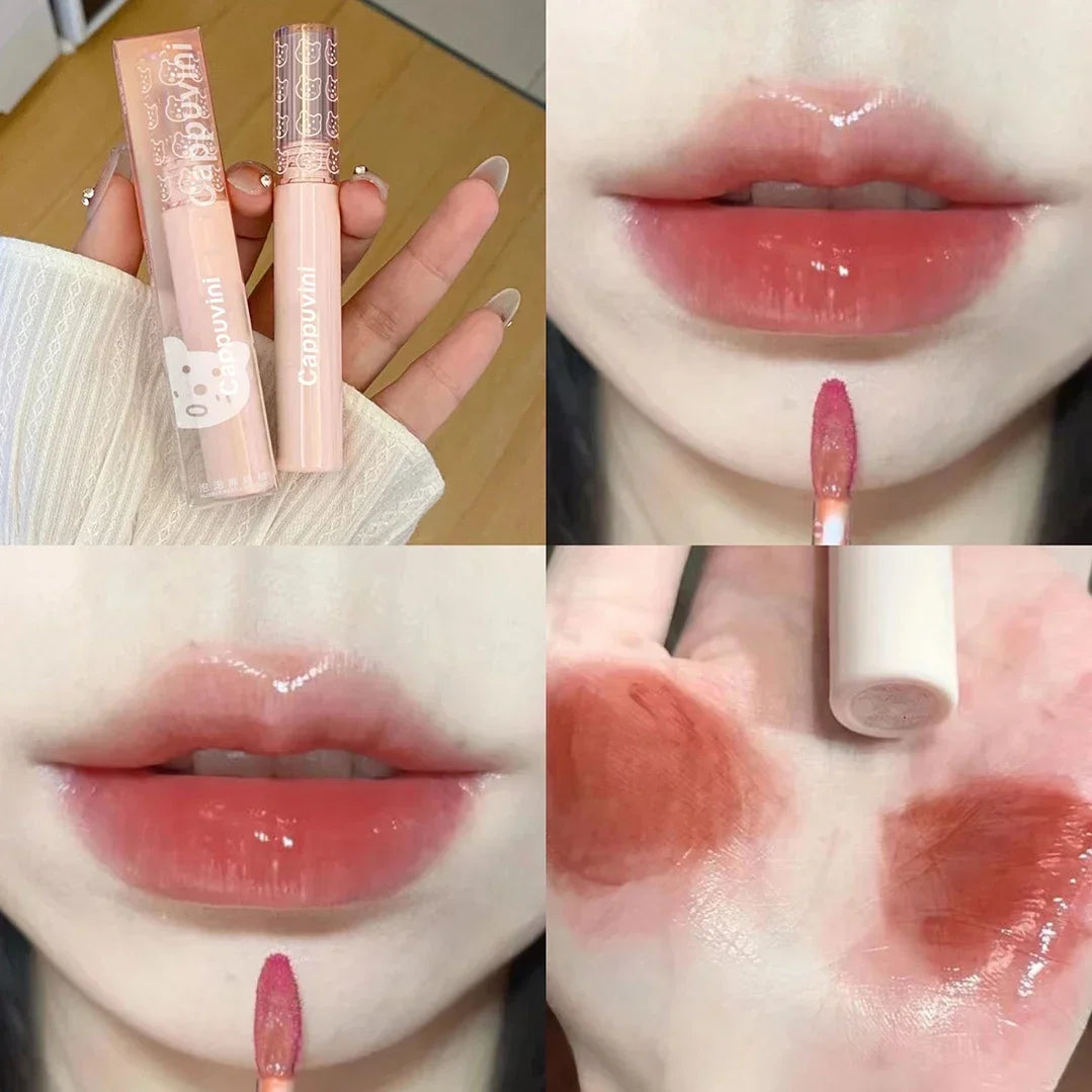 Water Mirror Lip Glaze Lipstick Non-stick Cup Lasting Moisturizing Lipgloss Colorful Women Lip Oil Silky Lip Tint Makeup Tool HIP 02