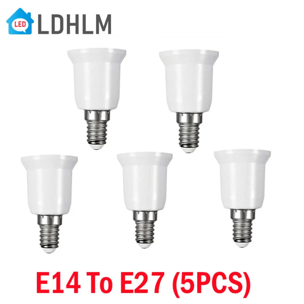 5-Pack E14 to E27 Bulb Socket Adapter Converter | White Lamp Socket Adapter HIP Default Title
