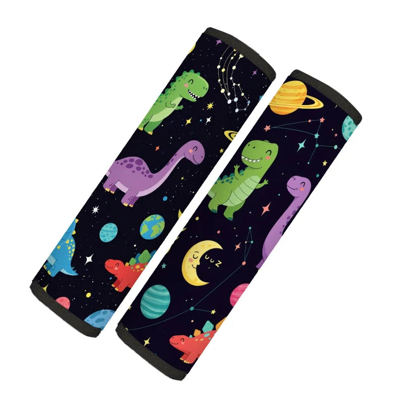 2-Pack Dinosaur Planet Car Seat Belt Shoulder Pads 9.8x11.3" Seat Belt Shoulder Pad HIP black