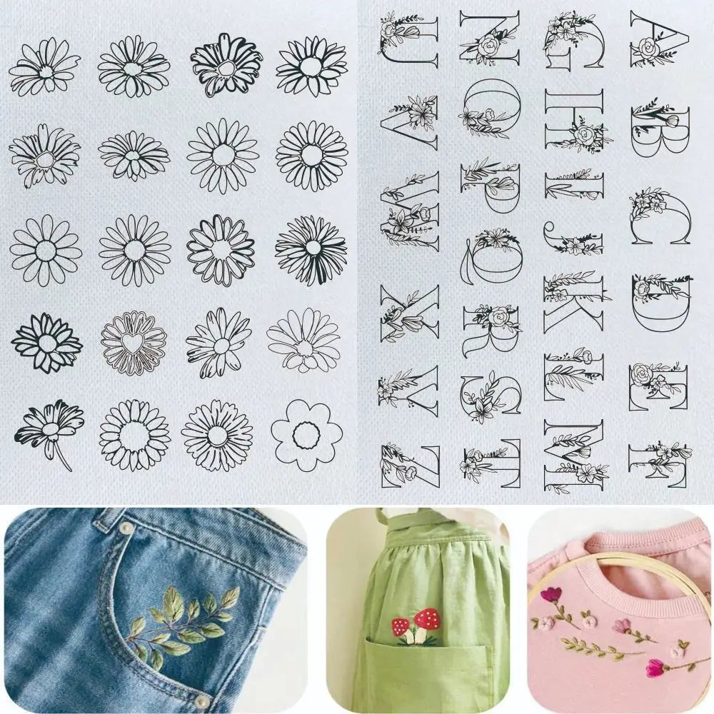 Water Soluble Floral Embroidery Paper Sheets – 2-Pack DIY Kit Embroidery Stabilizer HIP