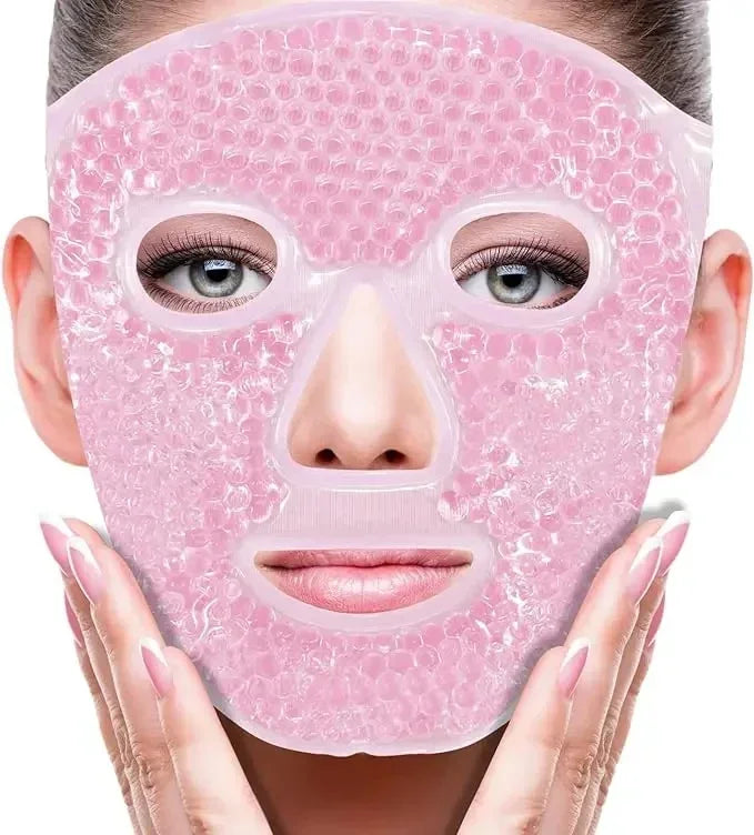 Gel Bead Full Face & Eye Mask – Hot & Cold Spa Compress Gel Face Eye Mask HIP Pink