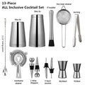 13-Piece Stainless Steel Cocktail Shaker & Bar Tool Set Cocktail Bar Tool Set HIP Silver Sets