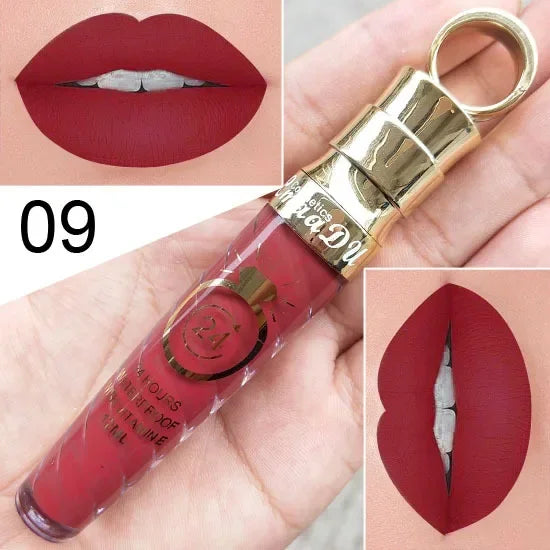 20 Colors Lipstick Waterproof Long Lasting Matte+Shimmer Mental Beauty Lip Gloss Nude Glitter Lip Gloss Beauty Sexy Lip Tint HIP 09