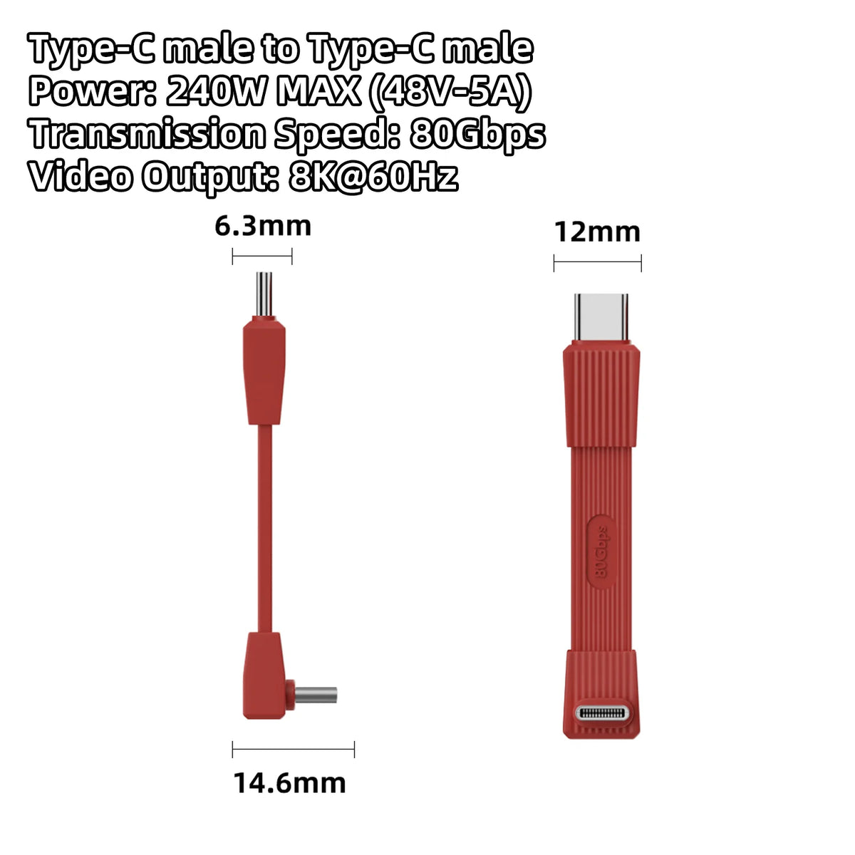 USB4 Type-C Cable 240W Fast Charge 80Gbps 8K60Hz USB4 Charging Cable HIP FPC-240W-GG-HH 67mm Type-C to Type-C