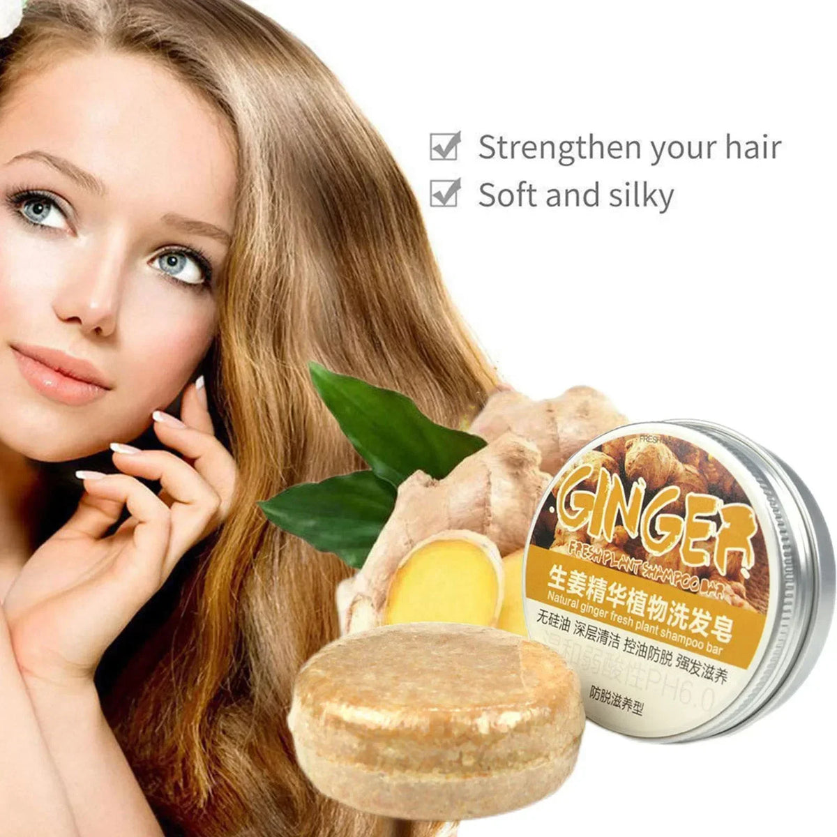 Ginger & Polygonum Shampoo Bar – Natural Cold Processed, 60g Solid Shampoo Bar HIP