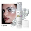 Shiny Glitter Gel Stick Highlighter, Sparkling Sequins Pearl White Pink Eyeshadow, Face Body Brighten Makeup for Stage & Daily L HIP 2Silver