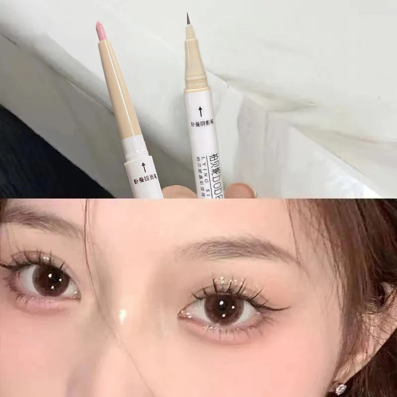 Double-Ended Silkworm Eye Pen – Matte & Glitter Highlight Eye Highlighter Pen HIP