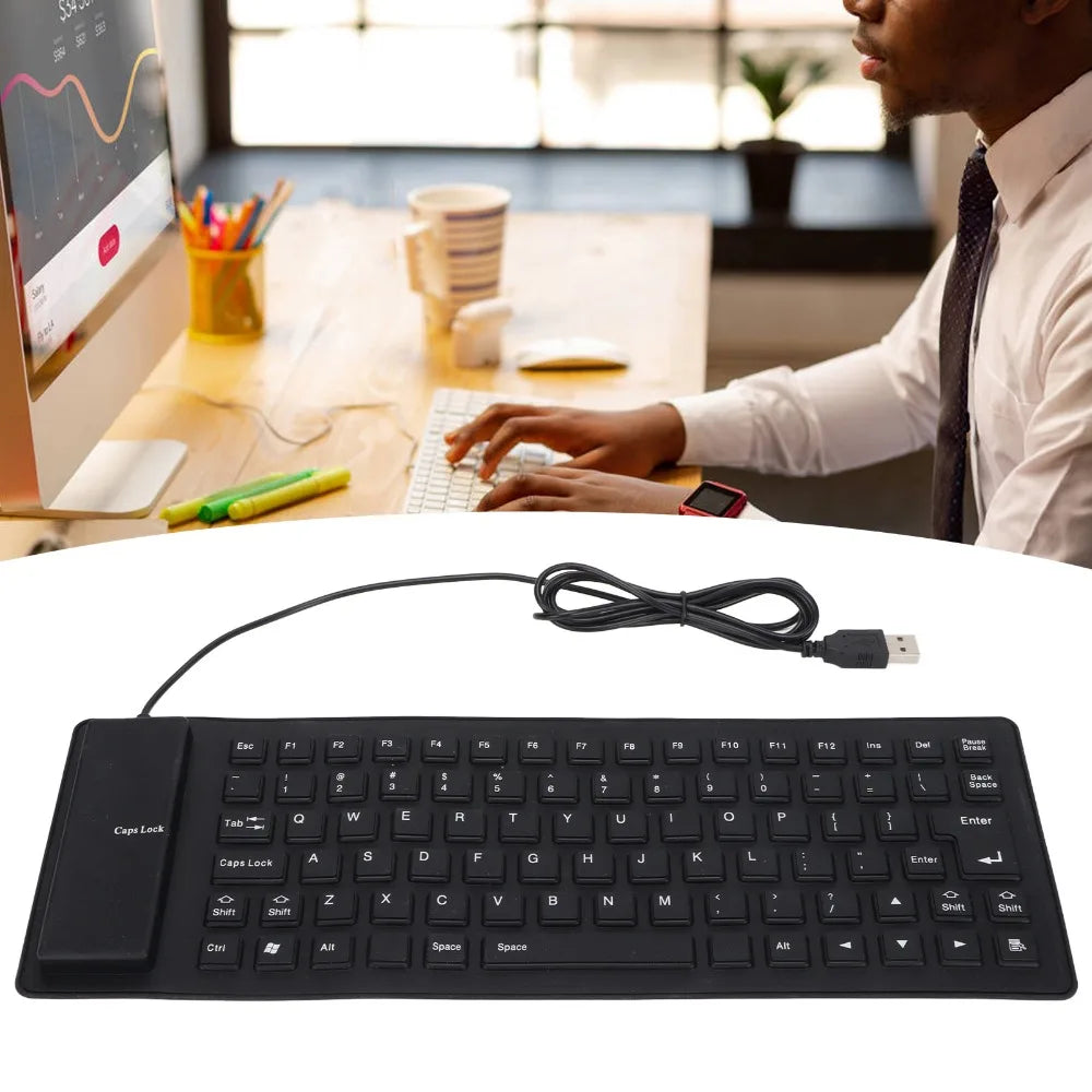 Portable 85-Key Foldable Silicone Keyboard – Silent USB Wired Silicone Keyboard HIP