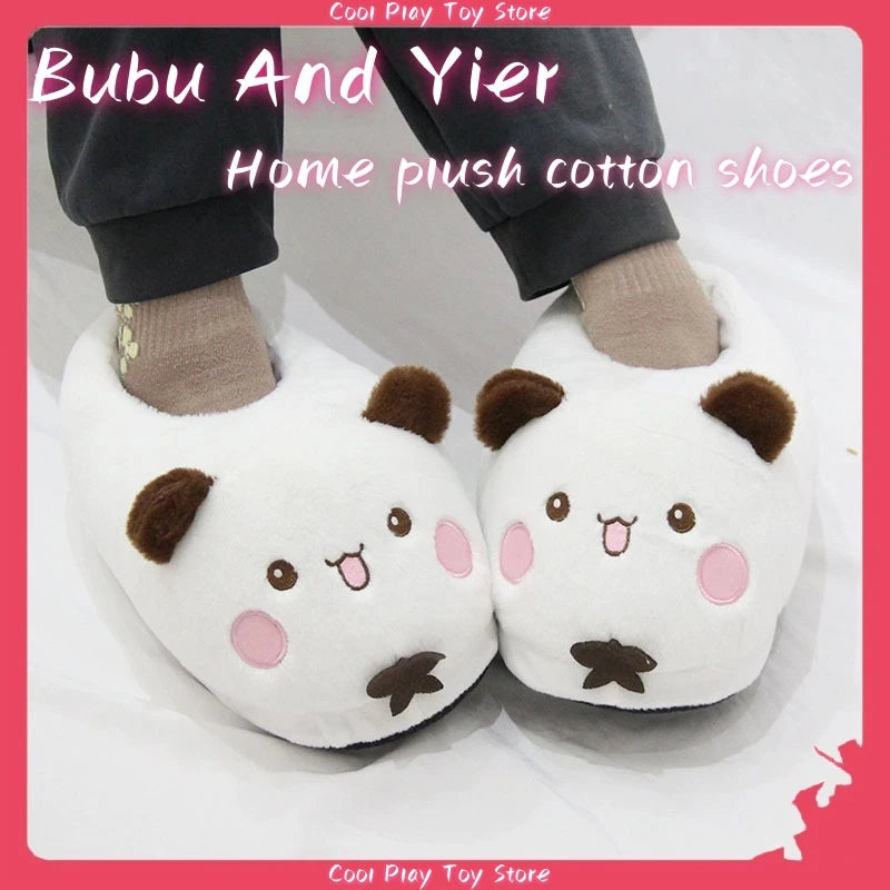Panda Bubu & Dudu Plush Couple Indoor Slippers | One Size Novelty Plush Slippers HIP