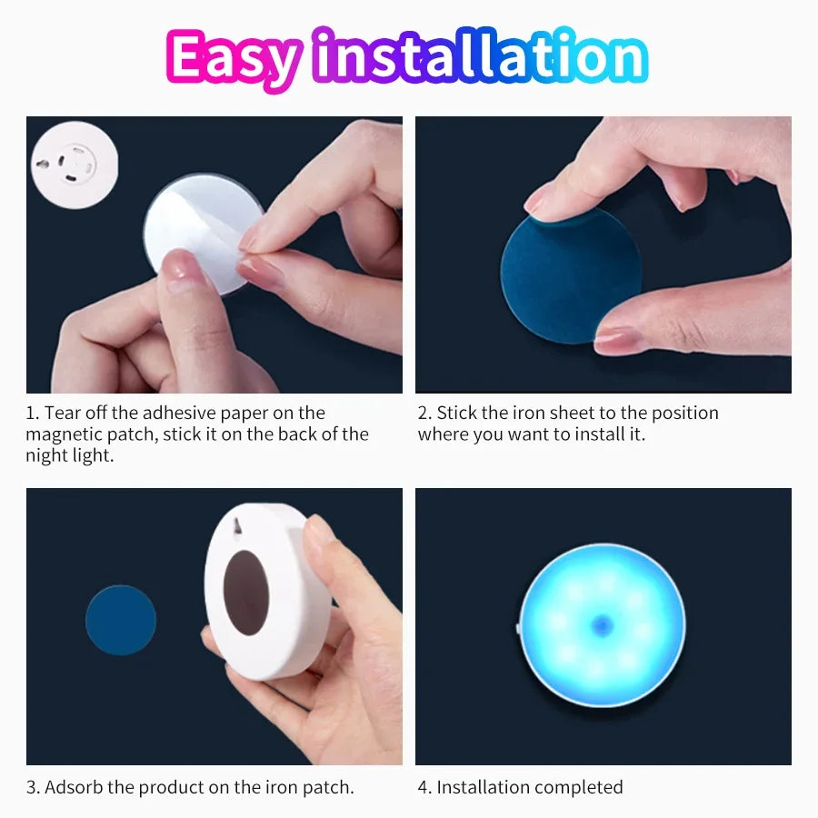 Rechargeable RGB Night Lamp Motion Sensor LED Night Light For Kitchen Closet Staircase Wardrobe Backlight Wireless Cabinet Light HIP