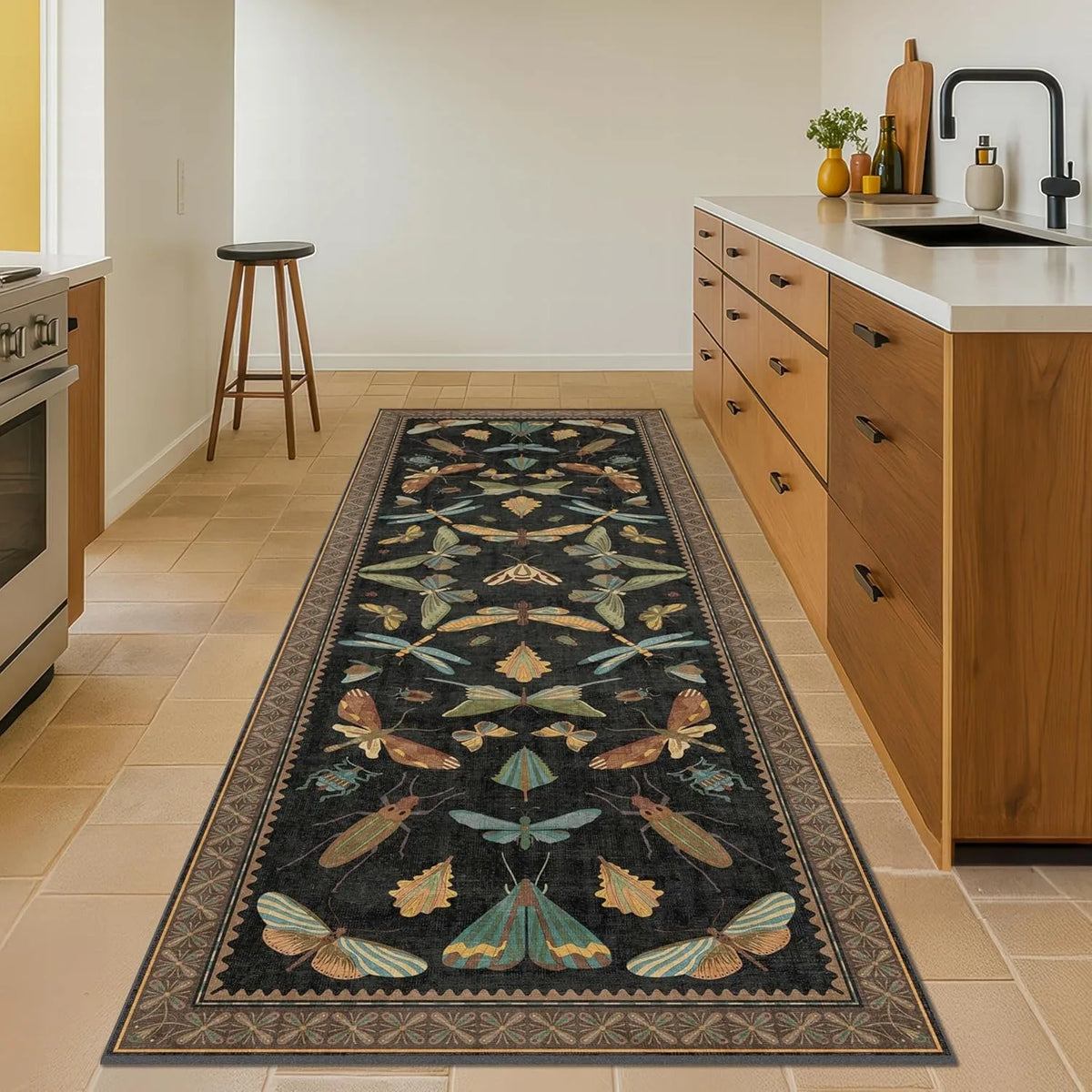 Hallway Carpet Runner Rug – Anti-Slip Machine Washable Retro Floral Hallway Runner Rug HIP