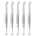 Stainless Steel Curved Serrated Tweezers – 1/2/5 Pack | RUZOFO Precision Tweezers Set HIP C621-silvery-5pcs