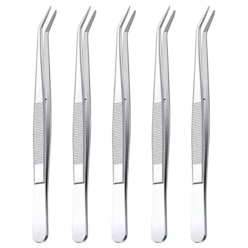 Stainless Steel Curved Serrated Tweezers – 1/2/5 Pack | RUZOFO Precision Tweezers Set HIP C621-silvery-5pcs