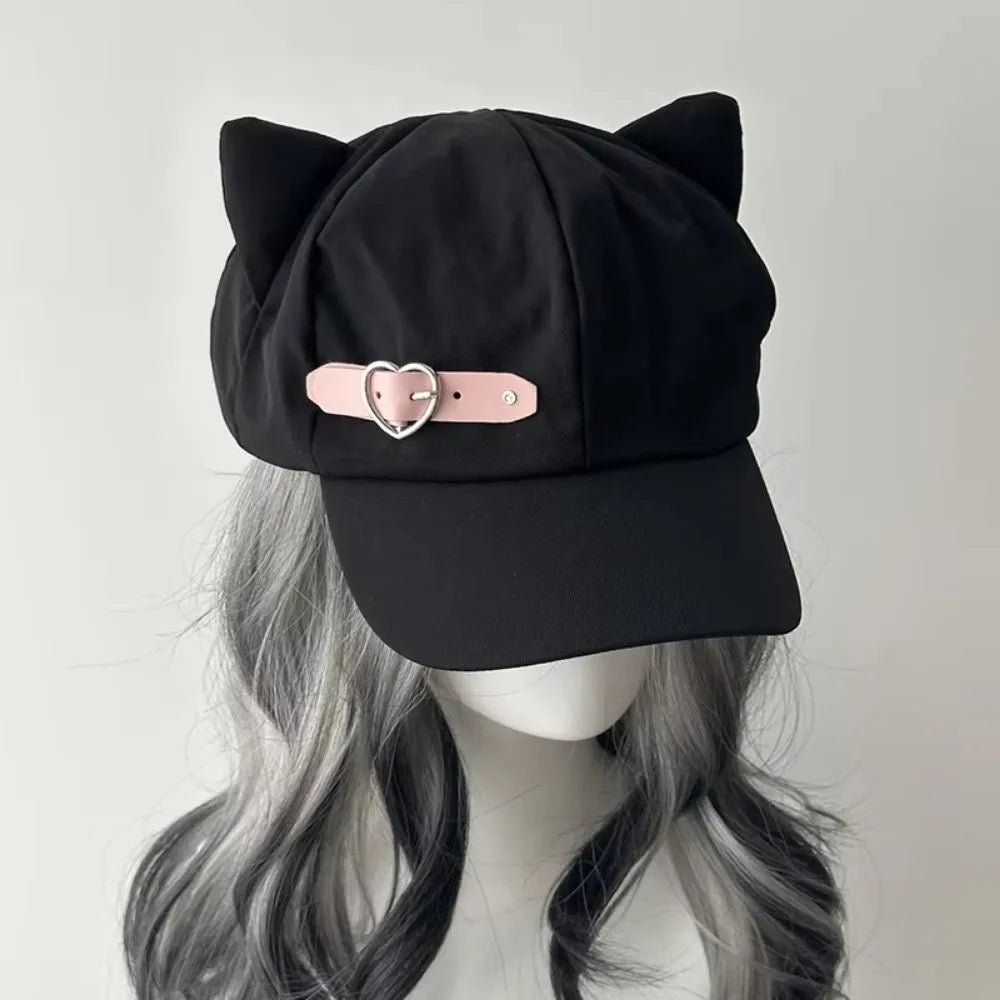 Y2K Cat Ears Lolita Beret Hat – Harajuku Gothic Flat Cap Lolita Beret Hat HIP