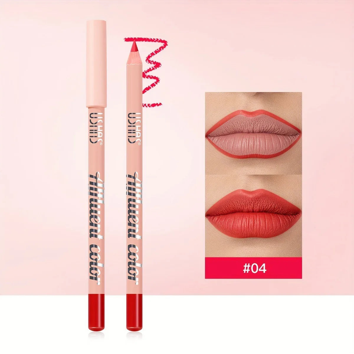Ultra Matte Lip Liner Pencil Long-lasting Silky Smooth Outline and Filling Lips Contouring Versatile Shades for All Skin Types HIP 04
