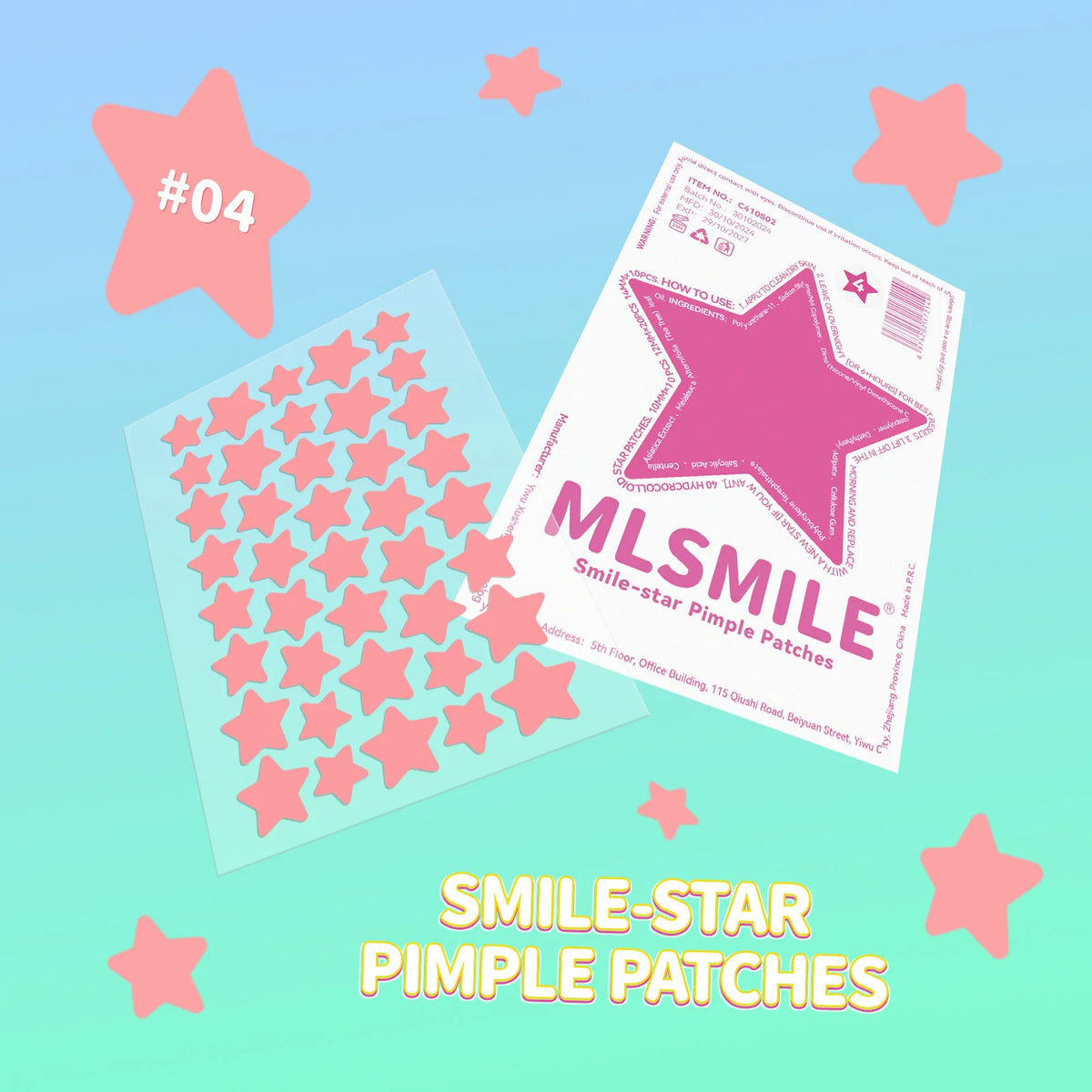 40-Pack Hydrocolloid Star Smile Pimple Patches | MLSMILE Pimple Patches HIP 04