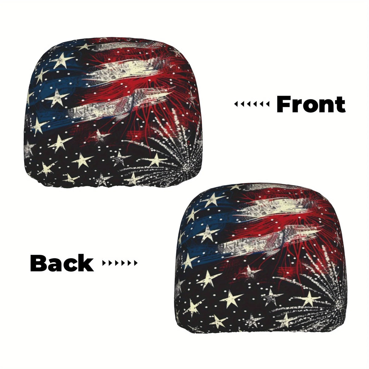 2-Pack US Flag Car Headrest Covers – Patriotic Seat Protectors Car Headrest Covers HIP black