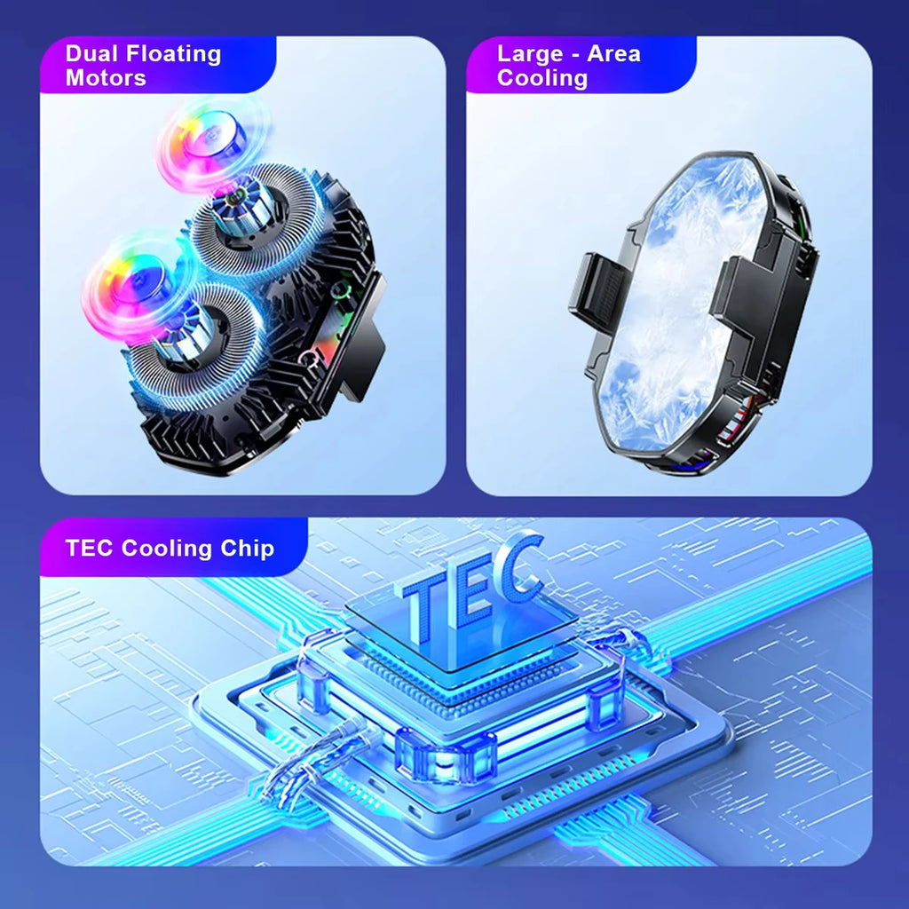 Semiconductor Dual Fan Phone Cooler for Gaming & Streaming Phone Cooler HIP