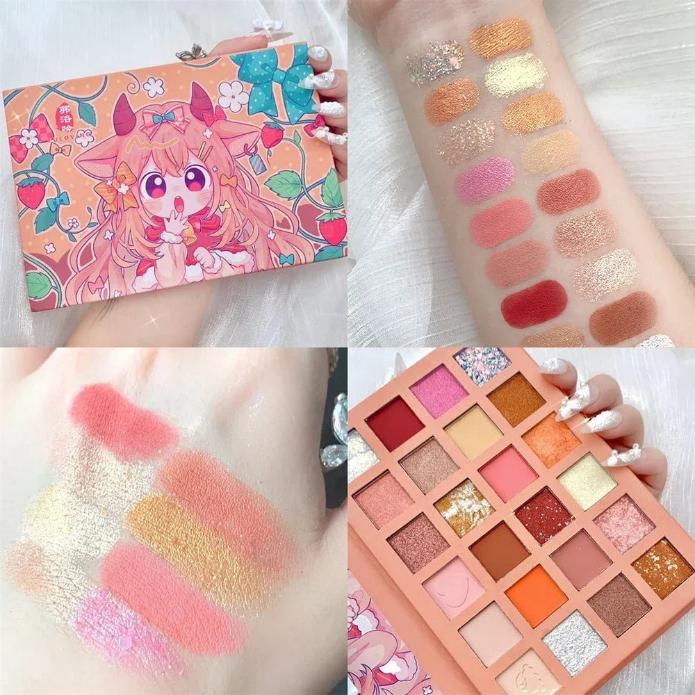 24 Colors Strawberry Girl Eyeshadow Palette Glitter Pearlescent Eyeshadow Waterproof Eye Pigment Plate Makeup Female Cosmetics HIP 24Color Strawberry