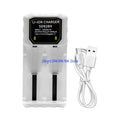 2-Bay Adjustable Battery Charger – 18650/26650/32650 USB-C Battery Charger Dock HIP White CN
