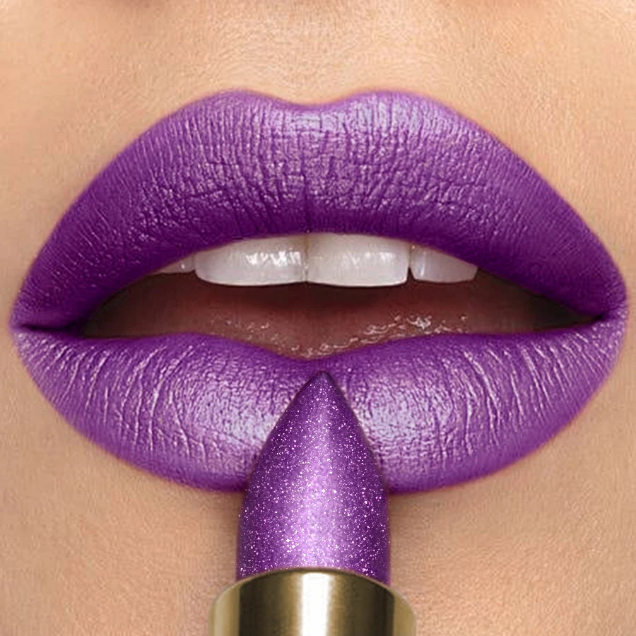 16 Colors 1PC Metallic Glitter Shiny Lipstick Lip Tint, Waterproof Senior Matte Lip Makeup Gifts for Women Cosmetic Lip Glaze HIP 114