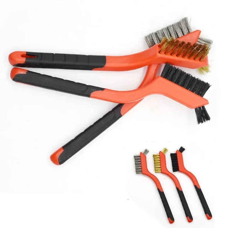 3-Piece Wire Brush Set – Brass, Stainless Steel & Nylon Wire Brush Set HIP