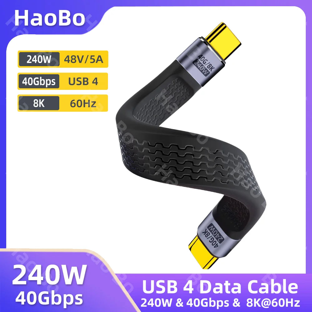 USB 4.0 Gen3 40Gbps USB-C Cable 240W PD Fast Charging USB-C Charging Cable HIP