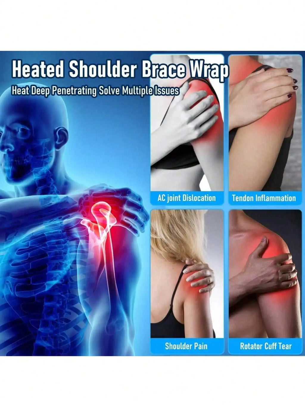 Wearable Heated Shoulder & Neck Massager – 3 Heat Levels Shoulder Neck Massager HIP