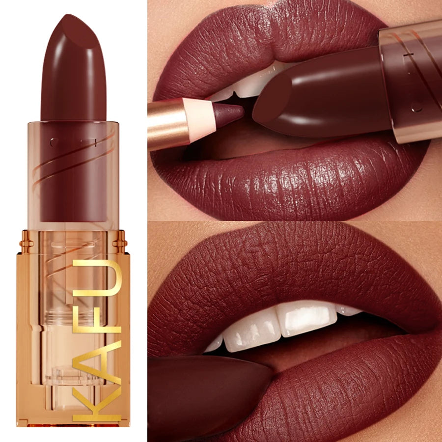 1PC Professional Lipstick Waterproof Lips Makeup Long Lasting Pigment Nude Brown Red Lipsticks Velvet Matte Lip Tint Cosmetics HIP