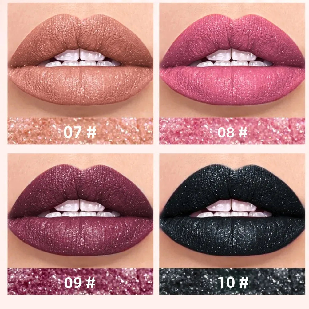 QiBest Diamond Shimmer Lip Gloss – 10 Colors, Waterproof Glitter Lip Gloss HIP