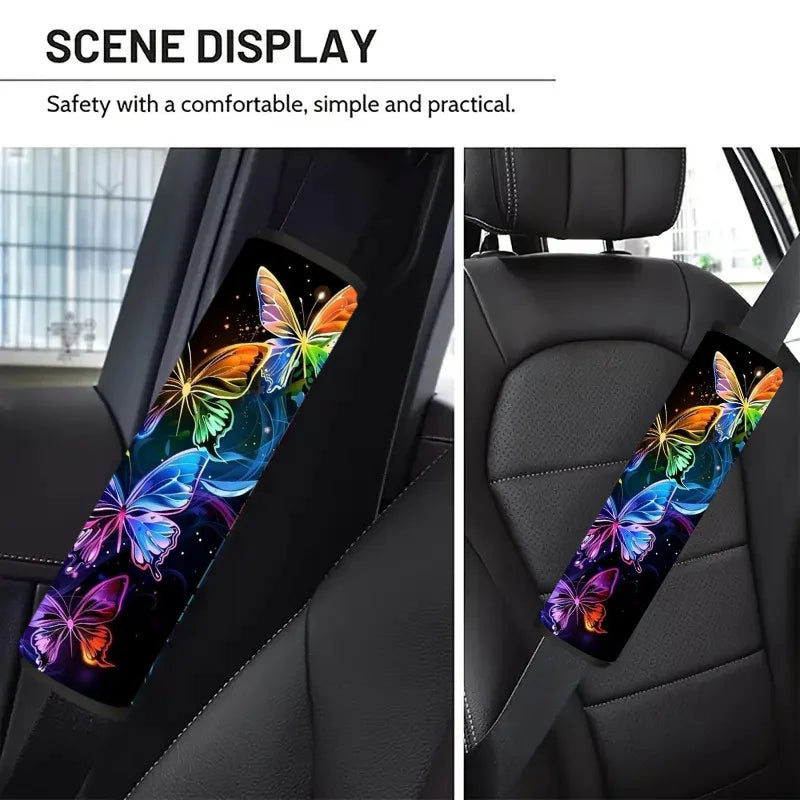 2pc Butterfly Car Seat Belt Pads – Soft Colorful Covers Seat Belt Cover HIP