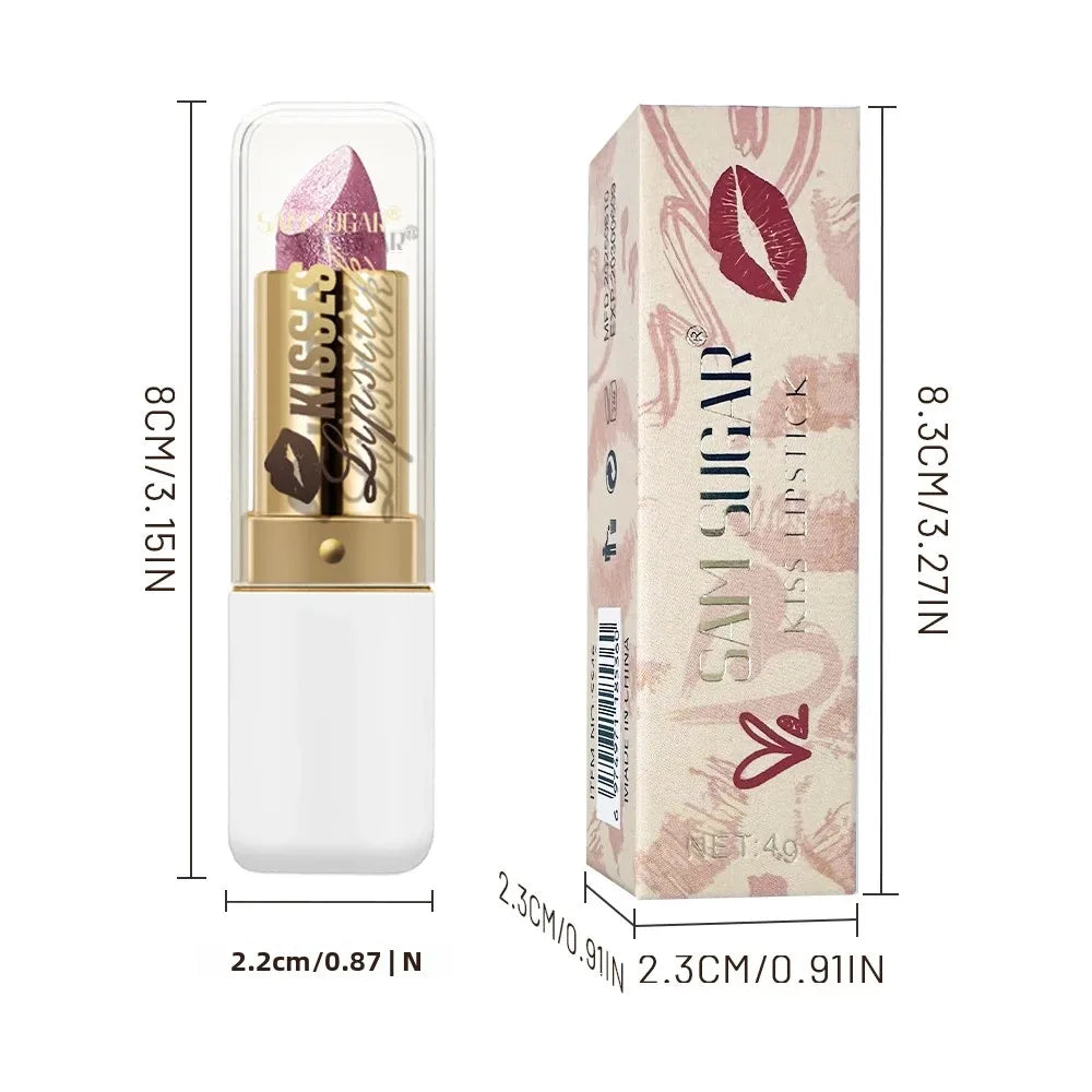 SAM SUGAR Metallic Pearlescent Lipstick – Matte Velvet & Long-Lasting Metallic Lipstick HIP