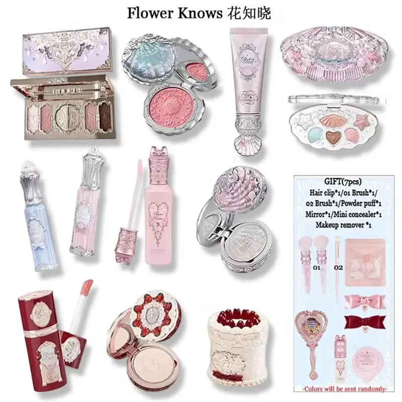 Flower Knows 4/5 Pc Makeup Kit – Eyeshadow, Lip & Blush Set Makeup Gift Set HIP