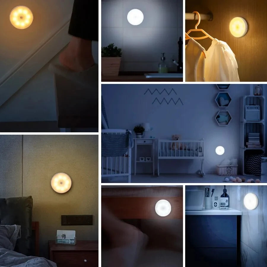 PIR Motion Sensor LED Night Light USB Rechargeable Bedroom Night Lamp Kitchen Cabinet Wardrobe Lamp Stairs Hallway Closet Lights HIP