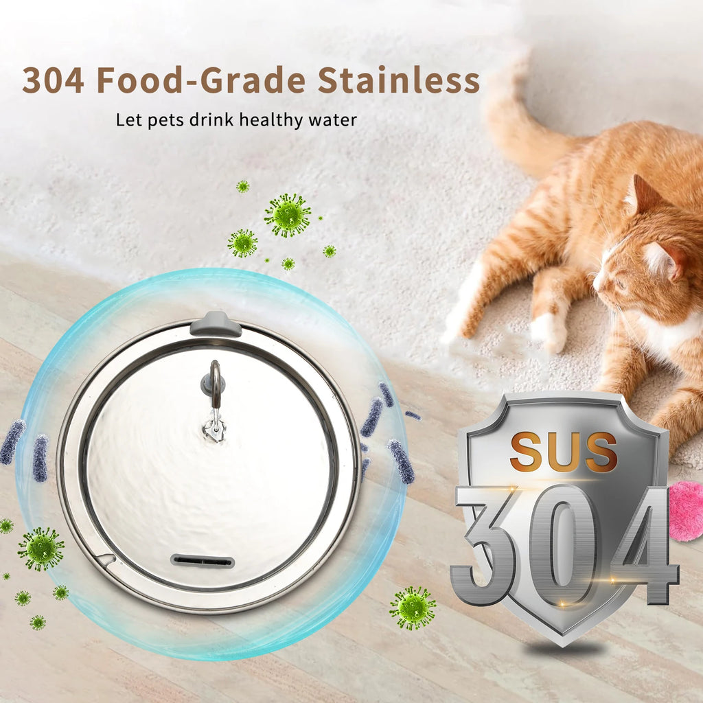 8L Large capacity stainless steel water dispenser with Sensor for dogs cats,Dog water fountain,Dog Cat Pet Water Feeder Bowl HIP